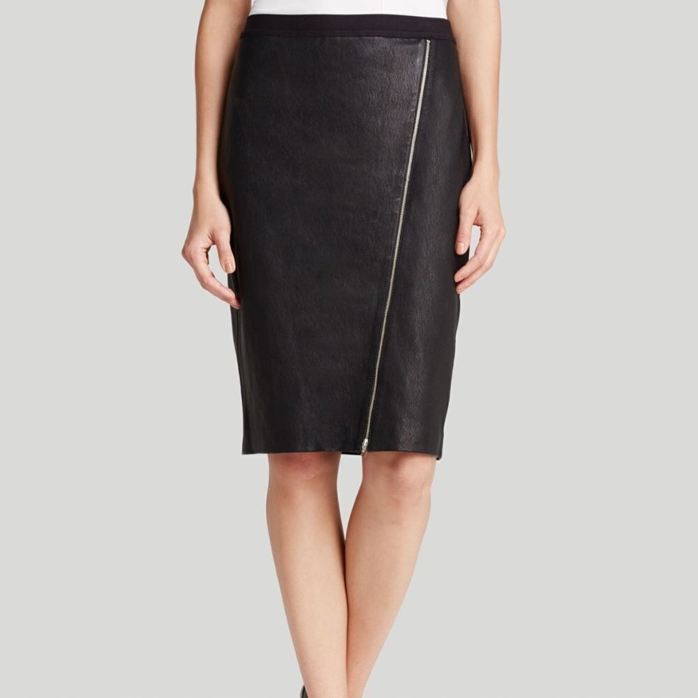 THEORY Leather ‘Gracey’ Extension Skirt